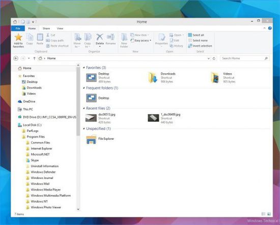 Windows 10文件管理器添加Home和常用文件夹功能