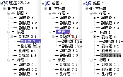 将标题的名称拖到层次结构的其他级。