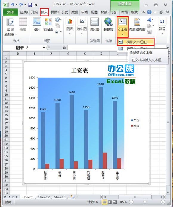 Excel2010图表添加文本方法