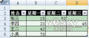 使用Excel 2007自动添加表格字段标题功能