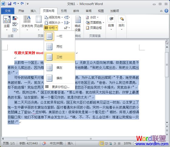 Word2010怎么分栏