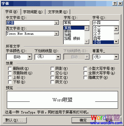 Word2003字体大小设置