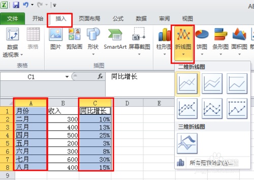 怎样制作excel2010图表之折线图