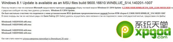 win8.1 update rtm分支下载泄露