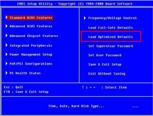 恢复bios出厂默认值